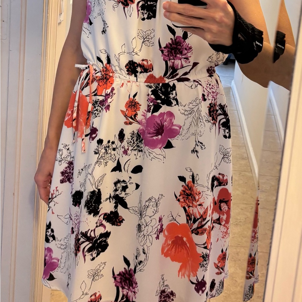 LOFT Floral Midi Dress great for spring, Easter, and lightweight for summer